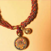 唐卡手链扎基拉姆，热贡手绘唐卡藏式手编绳手链吞金兽