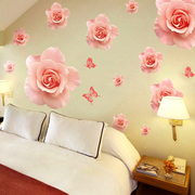 玫瑰花房卧室床头墙上自粘贴画装饰画墙，贴纸遮丑背景墙面墙壁墙纸