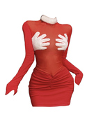 好穿显气质~ 美式辣妹长袖连衣裙紧身性感战衣设计感红色包臀裙