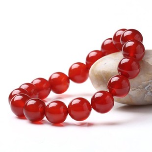 天然红玛瑙手链散珠子红绿黑白黄玛瑙玉石本命年红绳手串情侣礼物