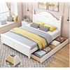 实木床现代简约白色的实木床，卧室高档带床垫带抽屉轻奢欧式实