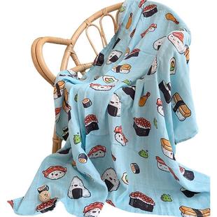 卡通竹纤维双层纱小毯子婴儿w儿童夏季薄款毛巾被空调毯盖毯宝宝