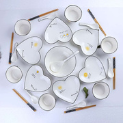 碗盘套装餐具家用菜盘吃饭碗勺子筷子一家四口餐具陶瓷碗碟组合装