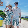 沙滩情侣装2020新夏季(新夏季)三亚旅游度假海边男短袖t恤套装女连衣裙裤