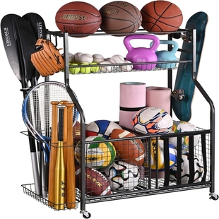 体育用品收纳架高尔夫篮球足球羽毛球棒球收纳筐可移动球类展示架