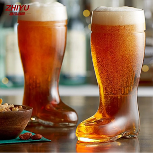 精酿靴子杯玻璃杯大容量啤酒杯，超大英雄酒杯，创意个性英雄花胖水杯