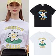 macky高尔夫服装女款花朵字母24新运动(新运动)时尚，夏季纯棉短袖圆领t恤