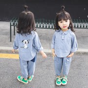 女童秋装牛仔套装1-2-3岁女宝宝，4小童洋气休闲两件套时髦衣服