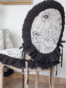 秋冬餐椅套欧式椭圆形靠背套椅子套罩法式复古坐垫加厚可定制