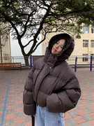 荒荒家连帽面包棉服外套，女2023年冬季韩系小个子，宽松短款棉衣