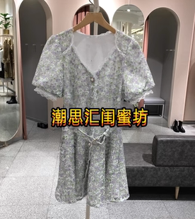 速发商场同款2023夏季茶歇泡泡袖法式碎花连衣裙3232SZ006S76