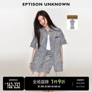 EPTISON套装裙女2024夏季高级洋气牛仔外套a字时尚短裙两件套