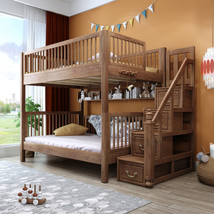 上下床双层床全实木儿童床上下铺床高低床子母床分体式同宽平行床