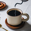 日式家用陶瓷咖啡杯碟fufu水杯，速溶拿铁杯拉花，奶咖杯早餐杯复古杯