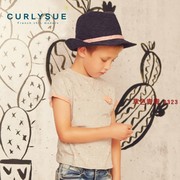 curlysue韩国可爱秀男童短袖T恤儿童夏装圆领印花体恤男
