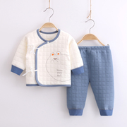 新生婴儿衣服秋冬纯棉保暖初生秋衣薄棉，夹棉和尚分体宝宝内衣套装