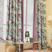 唯美式乡村田园窗帘布成品，全遮光紫色拼接卧室温馨飘窗落地窗客厅