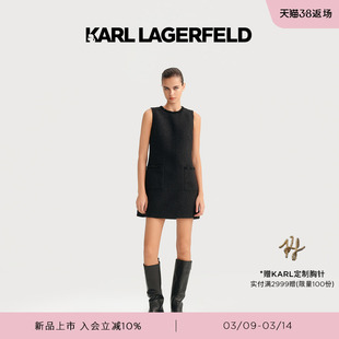 KARL LAGERFELD卡尔拉格斐23春黑白格纹粗花呢拼接连衣裙236L1306