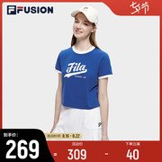 FILA FUSION斐乐潮牌女子短袖T恤2023夏季时尚棒球运动短袖衫