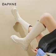 达芙妮Daphne ~白色长靴女靴秋冬2023小个子长筒靴高筒骑士靴