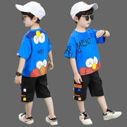 男童短袖套装韩版洋气，夏款中大童，两件套童装2024夏装儿童衣服