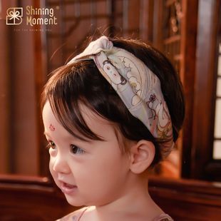 shiningmoment婴儿发带女宝宝，弹力头箍中国风敦煌复古传统护囟门
