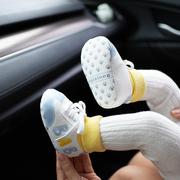 婴儿棉鞋子春秋冬季0一3-6个月新生儿男女，宝宝学步鞋袜软底不掉