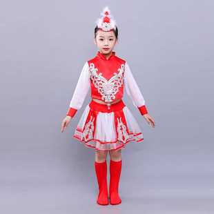 高档高档蒙古舞蹈，儿男女童演出服少数民族服装，男童蒙族服装裙袍藏