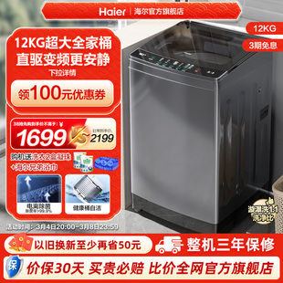 直驱变频海尔波轮洗衣机家用全自动12kg大容量智能除菌Mate3