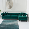 北欧轻奢墨绿色丝绒布艺转角沙发组合美式别墅客厅小户型贵妃沙发