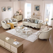 美式轻奢真皮沙发大小户型，客厅123组合现代简约欧式别墅实木沙发