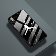 适用于苹果12乔丹玻璃壳iPhone11PROMAX大理石纹手机壳XSMAX潮牌AJ钢化壳8PLUR网红男女情侣款XR镜面保护套硬