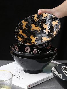 中式拉面碗单个家用创意斗笠碗汤碗吃泡面碗北欧陶瓷餐具