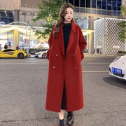 新年红色双面羊绒大衣女高级感2023秋冬季羊毛呢子外套圣诞款