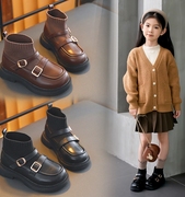 女童鞋子儿童马丁短靴子，2023秋冬季春秋，款袜靴宝宝小女孩加绒