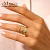 emanco饰品钛钢女不掉色戒指，欧美手饰时尚简约手饰，ins镀金色指环
