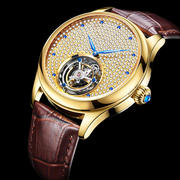 士手表机械镂空瑞士机芯镶钻皮带表腕表品牌防水机械表男时尚