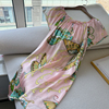 粉色蝴蝶女士夏季真丝素绉缎娃娃，睡裙桑蚕丝丝绸，软糯居家半身裙子