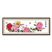 花开富贵满堂红花卉系列2w023年线绣牡丹花图大幅客厅大气刺