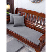 三人沙发软垫四季加厚实木质沙发，坐垫海绵可拆洗通用连体浅灰色