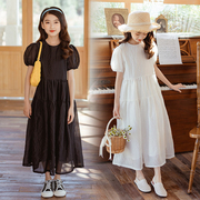 韩国女童连衣裙夏季儿童短袖，超仙过膝长裙，大童礼服公主裙夏装裙子