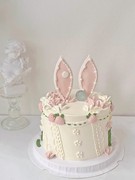 粉色少女心蛋糕装饰摆件，唯美兔耳朵，翻糖干佩斯立体草莓硅胶模具