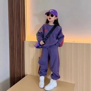 女童时髦运动套装早秋季韩版洋气网红中大童，小女孩卫衣炸街两件套