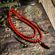 藏式项链西藏佛珠108颗念珠民族风天眼珠文玩手串红色转运珠