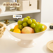 水果盘客厅家用2023高颜值茶几果盘，轻奢风高档沥水托盘干果盘