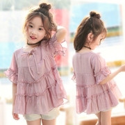 女童娃娃衫夏装儿童韩版时尚童装短袖公主上衣中大童套头宝宝衬衫
