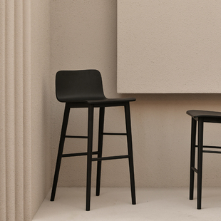 jolor进口现代简约北欧丹麦tami橡木实木高吧椅(高吧椅，)靠背吧凳吧台椅