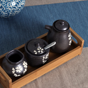 竹质架子调料罐底座日式风格调味餐具置物创意，储物收纳竹盘餐厅用