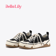 BellaLily2023个性拼接帆布鞋女减龄显瘦休闲鞋舒适板鞋子