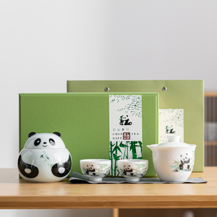 创意熊猫储物陶瓷摆件密封罐，年会开业红茶绿茶，白茶龙井普洱定制